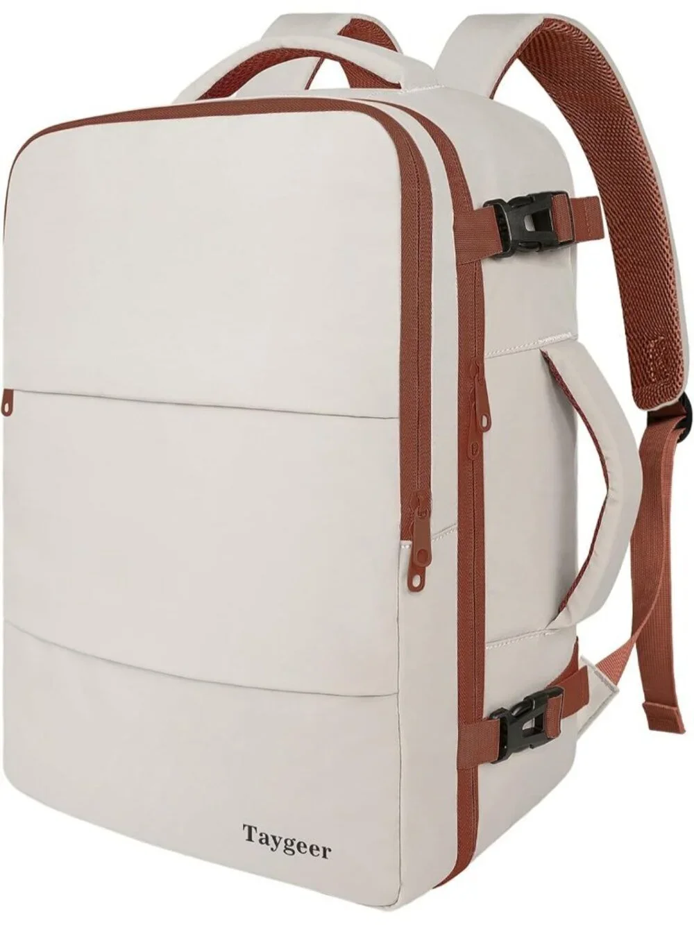 Women's Khakiwhite 15.6inch Laptop Mochila Flight Approved Daypack with Pocket